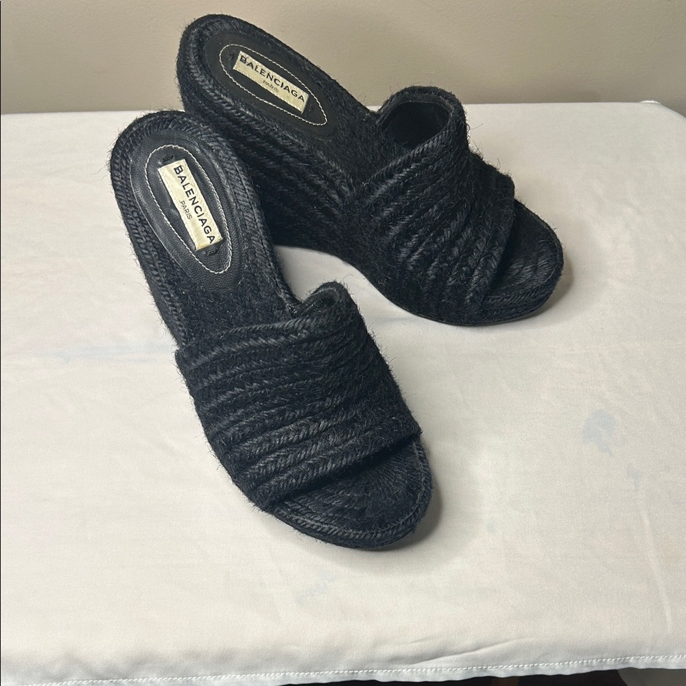 Balenciaga Black Woven Mules